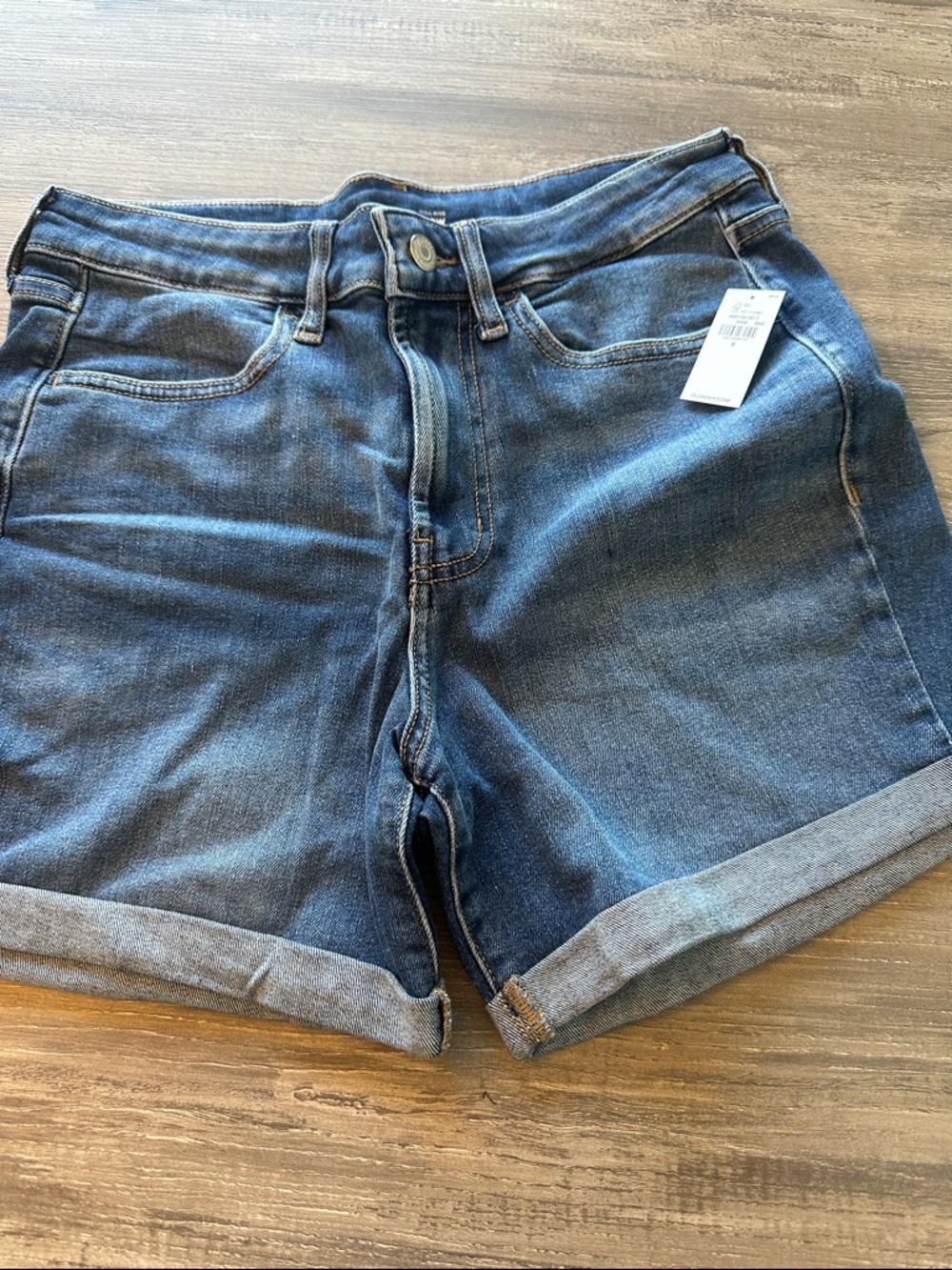 Old Navy Women's Dark Blue Rolled-Hem Jean Shorts